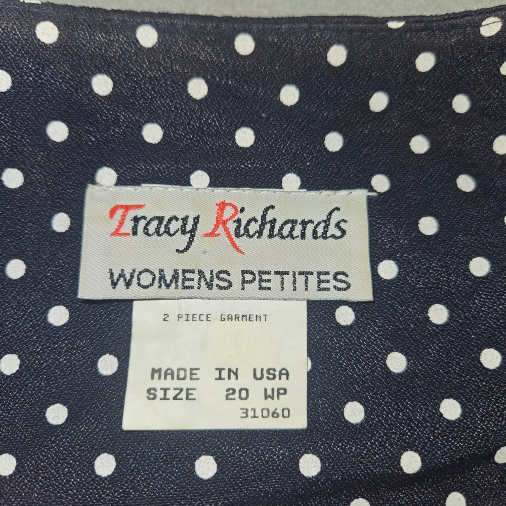 VTG Tracy Richards 90s 2-Piece Skirt Set Polka Dot Navy Red Sz 20WP - Picture 3 of 9